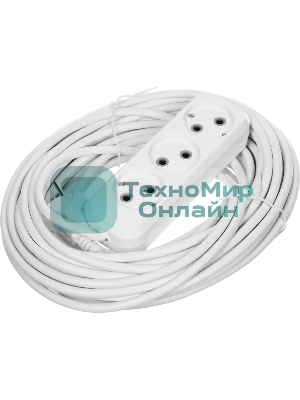 Удлинитель Defender (99275) B230 - 3 роз х 15 м, белый