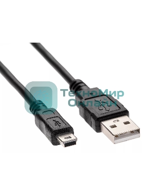 Кабель USB 2.0 A-->mini-B 5P (1.8 м) черный, Telecom TC6911BK-1.8M