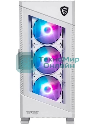 Компьютерный корпус MSI MPG VELOX 100R белый, Global, 2xUSB 3.0, 1xType C, 4x120мм ARGb Fan, ARGb