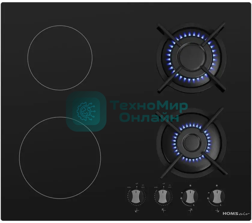 Комбинированная варочная панель HOMSair HG641VBK независимая, черный
