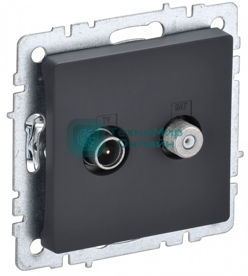 Розетка телевизионная двойная TV+SAT IEK BRITE РТВ/РСп12-БрГ графит