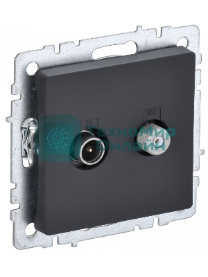 Розетка телевизионная двойная TV+SAT IEK BRITE РТВ/РСп12-БрГ графит