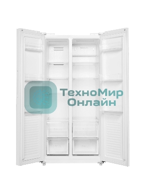 Холодильник Maunfeld MFF177NFWE белый двухкамерный 263/170л морозилка сбоку, No Frost, Side by Side