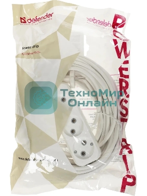 Удлинитель Defender (99275) B230 - 3 роз х 15 м, белый