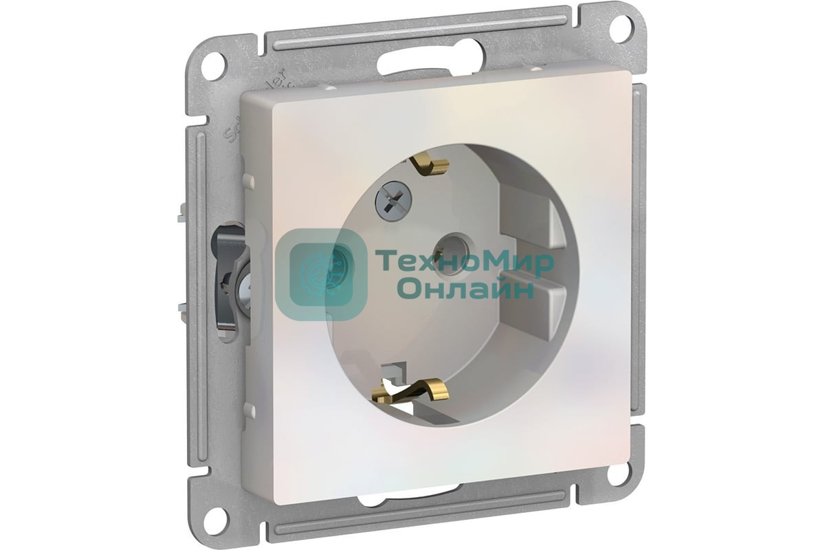 Механизм розетки 1-м СП AtlasDesign с заземл. 16А жемчуг SchE ATN000443
