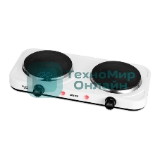 Плита настольная электрическая Centek CT-1507 белый, 2 кВт, ТЭН, конфорки - 2, эмаль, поворотные переключатели