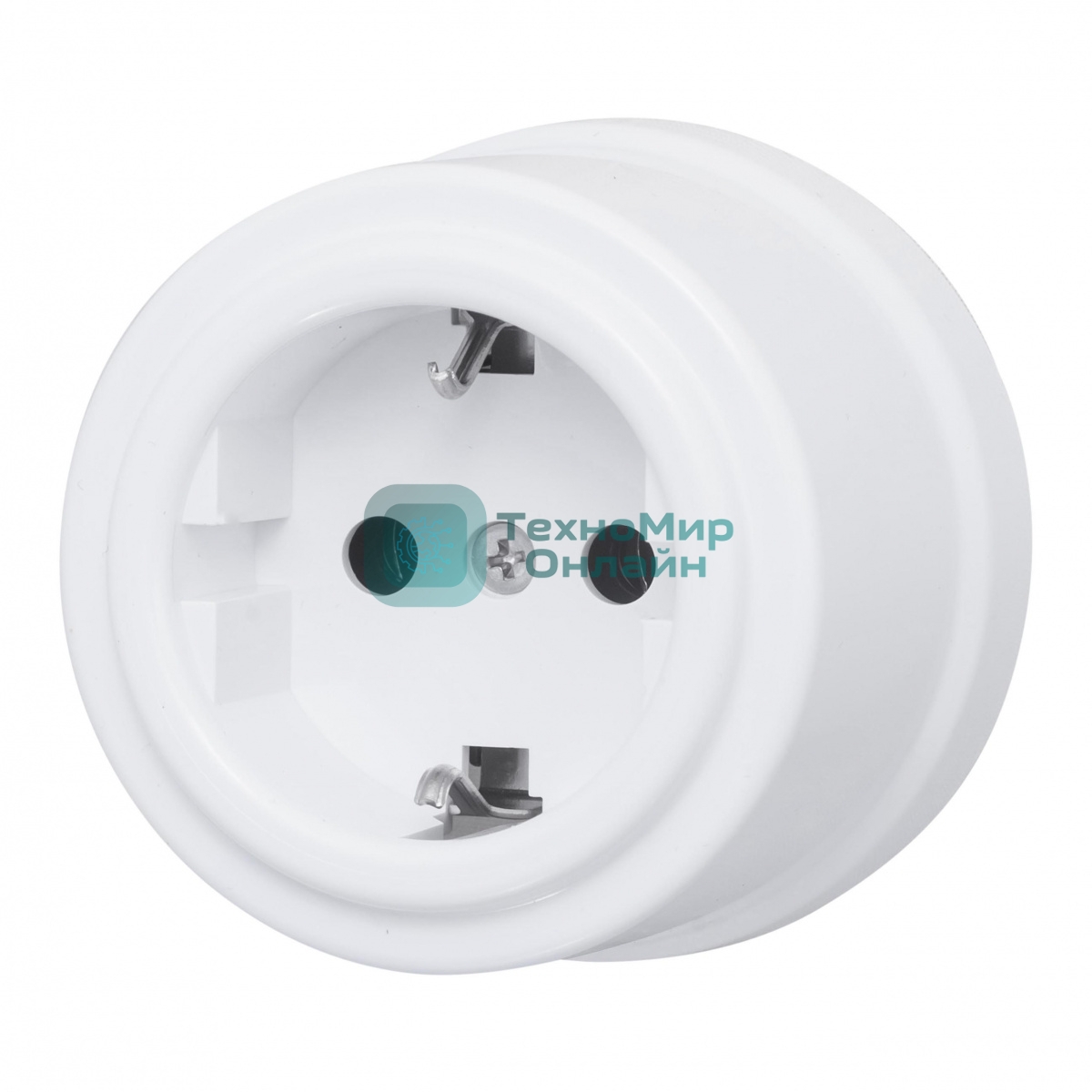 Розетка Bironi B1-101-21 1-м ОП Лизетта, 16А IP20, ретро с заземлением, ABS-пластик, белый