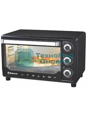 Мини-печь Sakura SA-7000BP 27л, духовка 1500Вт, механ.управление, чёрный