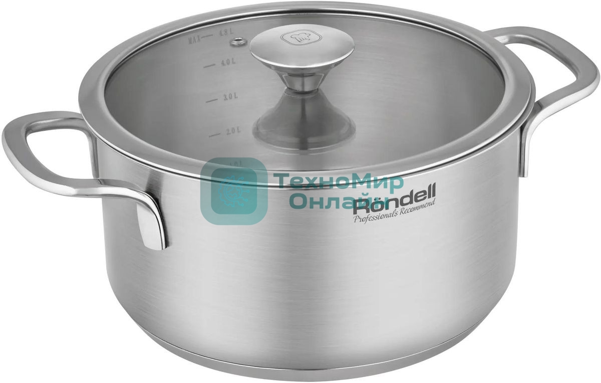 Кастрюля Rondell Modern RDS-1748, 4.8л, 24см, с крышкой, стальной