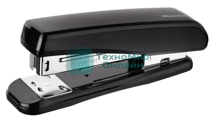 Степлер Silwerhof 401075-01 24/6 26/6 (30 листов) черный, 80 скоб, пластик закрытый/открытый, коробка