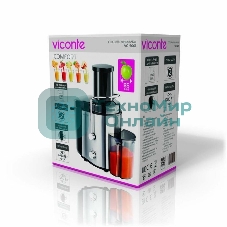 Соковыжималка Viconte VC-5001 серебристый/чёрный, центробежная, 1200 Вт, 750 мл, механическое