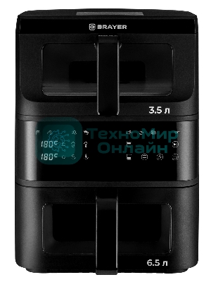 Аэрогриль Brayer 2048BR черный, 2500 Вт, 10 л, сенсор, 10 программ