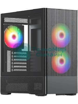 Компьютерный корпус без блока питания Case HSPD M712, Mesh Mid Tower, Black, TG, 0.6 SPCC, no fans, E-ATX, ATX, mATX, mITX, 175/410/160мм, 2x2.5