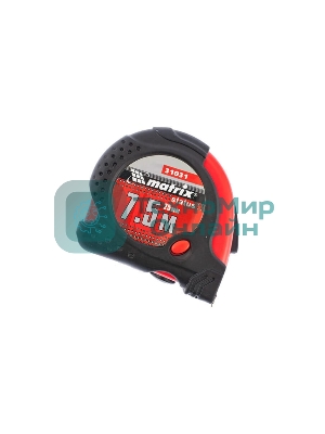 Рулетка Matrix Status magnet fixation, 7,5 м х 25 мм, обрезиненный корпус, зацеп с магнитом