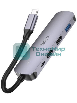 Разветвитель USB-C Hoco HB27 4порт. серый