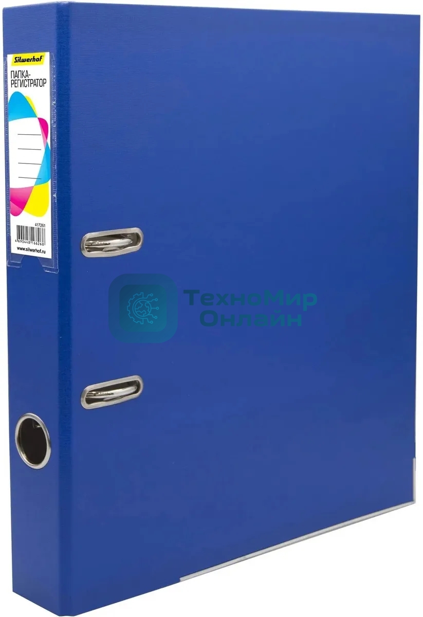 Папка-регистратор Silwerhof 2013371 A4 50мм, ПВХ/бумага синий, металлическая окантовка, сборная (упаковка: 2шт)