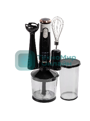 Блендер погружной Endever Sigma-83, черный/белый, мощность 1000 Вт, нож из нержавеющей стали, комплект аксессуаров,