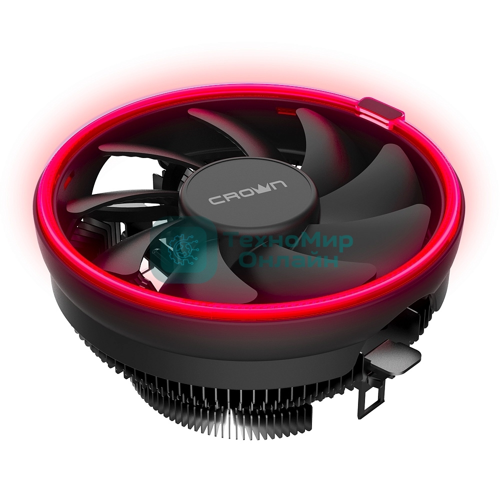 Кулер для процессора Crown CM-1150PWM RED v2 черный, 105 мм, алюминий, 1800 об/мин, 26.3 дБ, 4 pin, 115 Вт, 70 мм