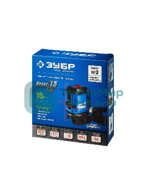 Нивелир лазерный Зубр КРЕСТ-15 (34902-2_z01) суперкомпакт, 15м, точн. +/-0,3 мм/м, держатель