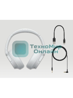 Беспроводные/проводные наушники Sony WH-CH720N белый, полноразмерные, Bluetooth + проводной, активное шумоподавление, до 35 ч