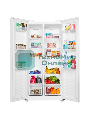 Холодильник Maunfeld MFF177NFWE белый двухкамерный 263/170л морозилка сбоку, No Frost, Side by Side