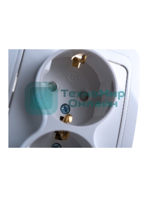 Розетка 2-м CLASSICO защ. шторки с заземл. 2128x белый ASD/IN HOME 4690612000985