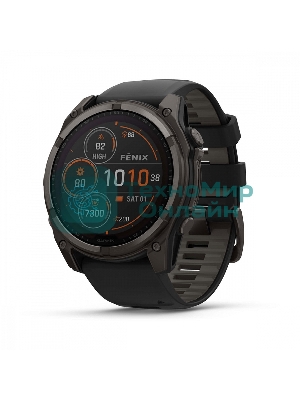 Смарт-часы Garmin Fenix 8 Solar Sapphire титановый угольно-серый DLC, черный 51мм