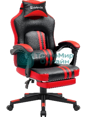 Кресло Defender DIABLO BLACK/RED черный/красный, экокожа, подставка для ног