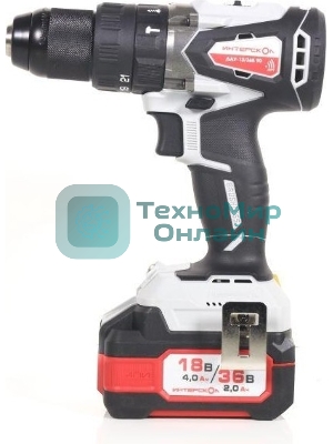 Дрель-шуруповерт ИНТЕРСКОЛ DAU-13/36V 90, 36 В,  2 Ач, 90 Нм, бесщеточный, ударный