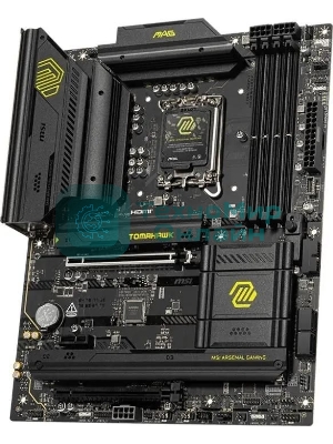 Материнская плата MSI MAG B860 TOMAHAWK WIFI, LGA 1851, Intel B860, 4xDDR5, 4xSATA, 3xM.2, 1xPCIe 4.0 x4, 1xPCIe 5.0 x16, 1xDP, 1xHDMI, 1xUSB-C, 1x 5Gb LAN, 4xUSB-A 2.0, 4xUSB-A 3.2 Gen 2, 7.1, 2x3.5 мм, TOSLINK, ATX
