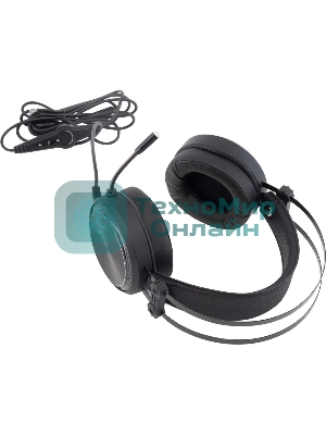 Гарнитура Oklick HS-L810G чёрный, проводная, USB, подсветка