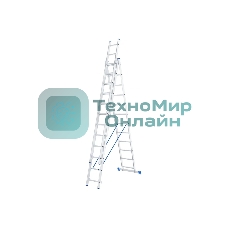 Лестница Сибртех, 3 х 12 ступеней, алюминиевая, трехсекционная