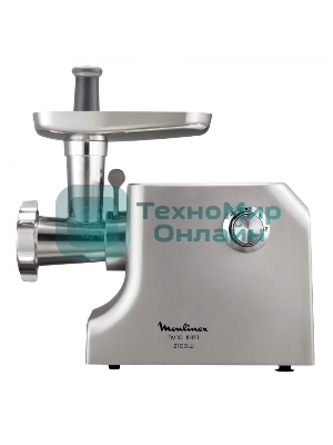 Мясорубка электрическая Moulinex ME858D32 серебристый, 2100 Вт, 5.5 кг/мин, реверс, защита от перегрузки, насадки - 8