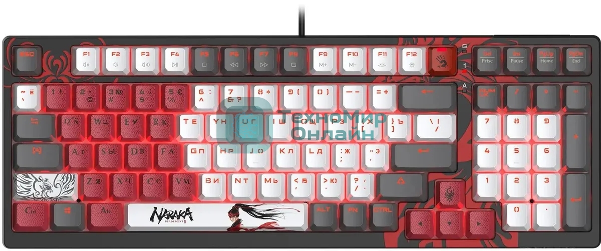 Клавиатура A4Tech Bloody S98 Naraka BLMS Plus проводная, USB Type-A, чёрный/красный