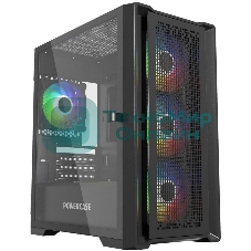 Компьютерный корпус Powercase ByteFlow Micro Black, Tempered Glass, 4х 120мм ARGb fans, ARGb HUB, черный, mATX (CAMBFB-A4)