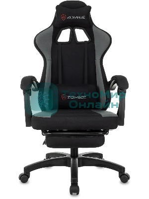 Кресло Zombie Weaver черный/серый, ткань, подголовник, подставка для ног