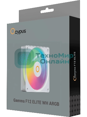 Вентилятор для корпуса Ocypus Gaммa F12 Elite WH ARGB REVERSE BLADE, 120x120x25мм, 4-PIN PWM, 600-1800 RPM, 26 DBA MAX, HYDRO BEARING