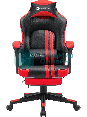 Кресло Defender DIABLO BLACK/RED черный/красный, экокожа, подставка для ног