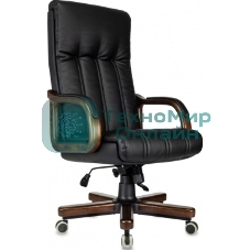 Кресло руководителя Бюрократ T-9932Walnut черный, эко.кожа, крестов. металл/дерево