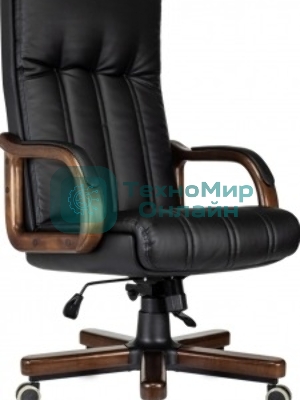 Кресло руководителя Бюрократ T-9932Walnut черный, эко.кожа, крестов. металл/дерево
