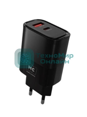 Сетевое зарядное устройство MORE CHOICE NC81a СЗУ 1USB+1Type-C 3.0A PD 20W+ QC3.0, черный