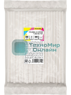 Клеевые стержни Silwerhof 7-200-62-WH дл.200мм D7мм белый упак:62шт