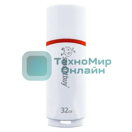 Флешка USB SmartBuy Crown white (SB32GbCRW-W), 32Gb, USB 2.0, R/W 15/5, белый/красный