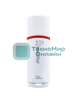 Флешка USB SmartBuy Crown white (SB32GbCRW-W), 32Gb, USB 2.0, R/W 15/5, белый/красный