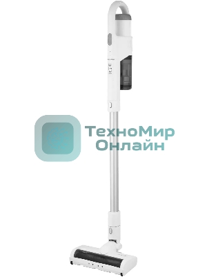 Пылесос вертикальный Coolfort CF-3003 белый, питание от аккумулятора, 120 Вт, уборка сухая, пылесборник 0.5 л, работа от АКБ max 40 мин.
