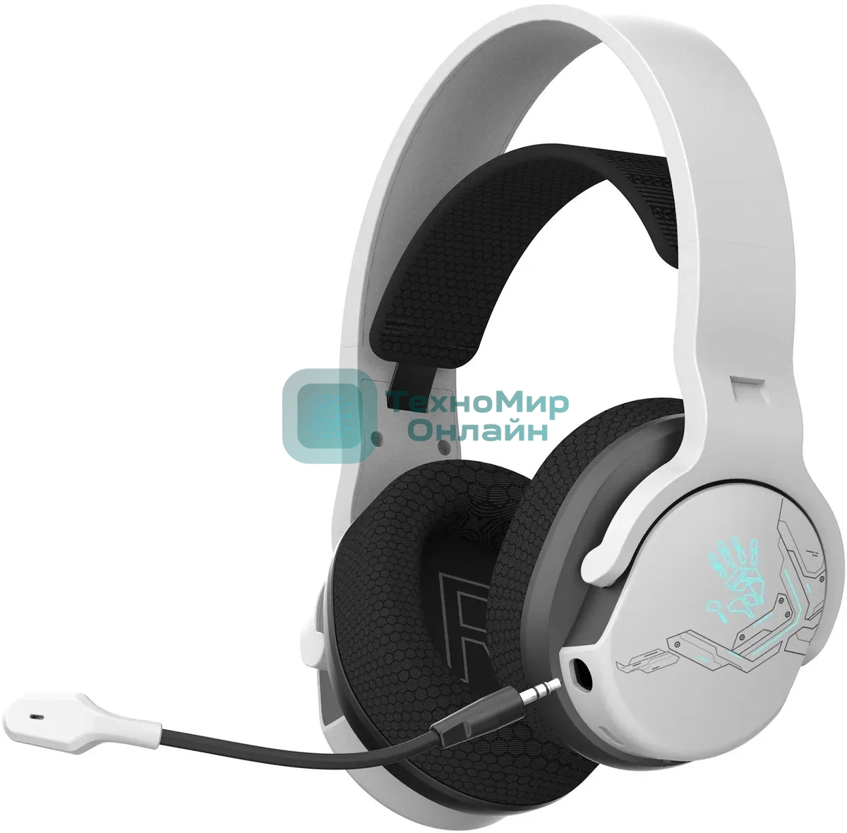 Гарнитура Bloody GR370 белый, беспроводная + проводная, Bluetooth, до 45 ч, подсветка