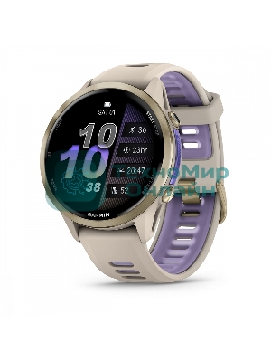 Умные часы Garmin Forerunner 970 золотистый титановый безель, серо-фиолетовый ремешок 47мм