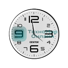 Часы настенные Centek СТ-7101 White 30 см диам., круг, объемные цифры, плавный ход