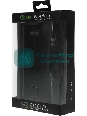 Портативный аккумулятор Cactus CS-PBFSJA-30000 30000mAh 4.5A 2xUSB-A/USB-C черный