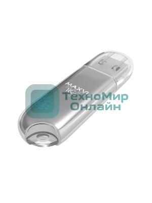 Флешка USB Maxvi P1 (FD16GBUSB20C10P1 silver), 16GB, USB 2.0, R/W 12/5, серебристый